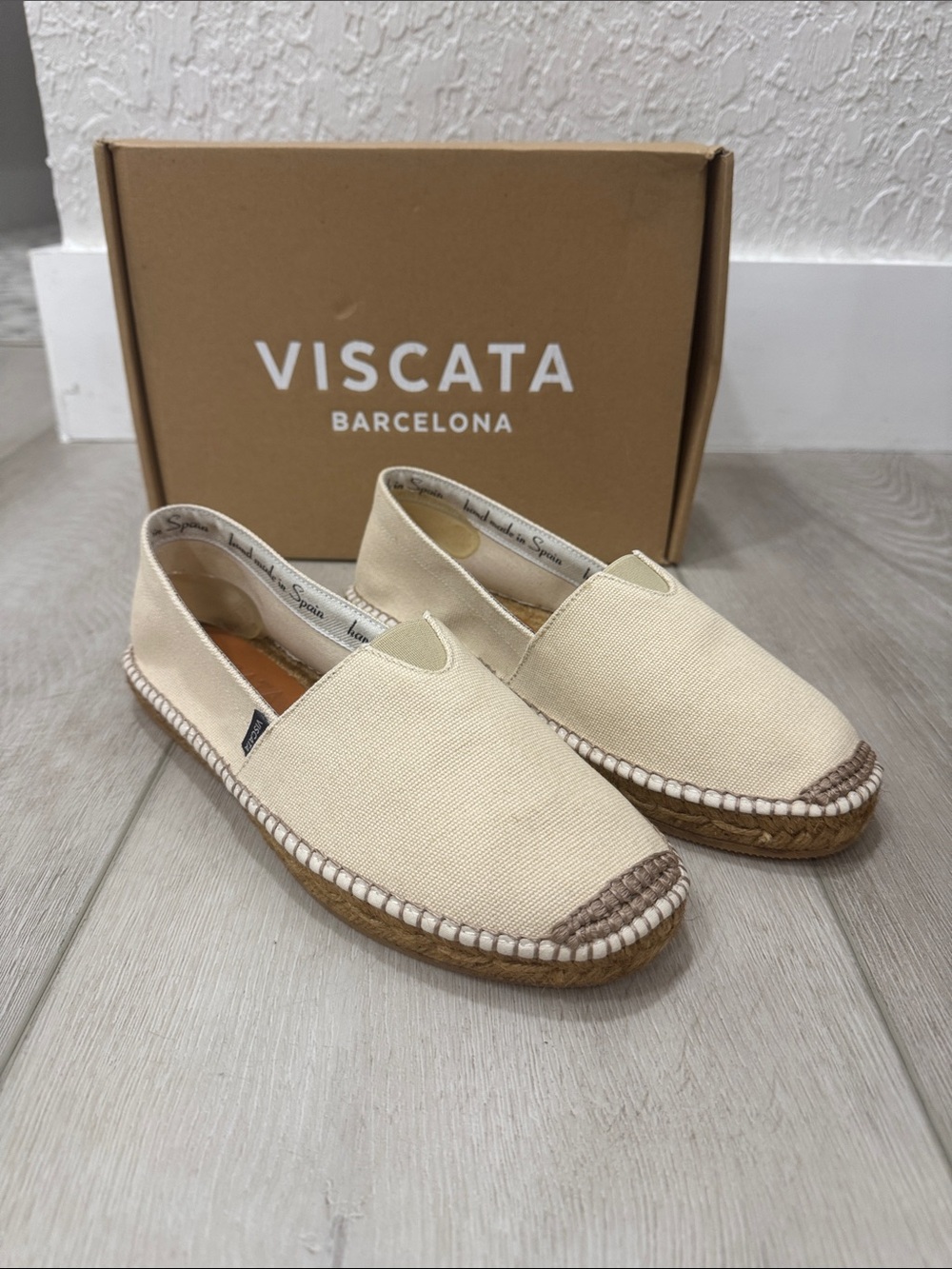 Bus at a Barcelona Women’s Cream Canvas Espadrilles - Casual Slip-On